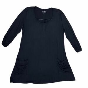 LOGO by Lori Goldstein Top Size M Black Tunic Pockets